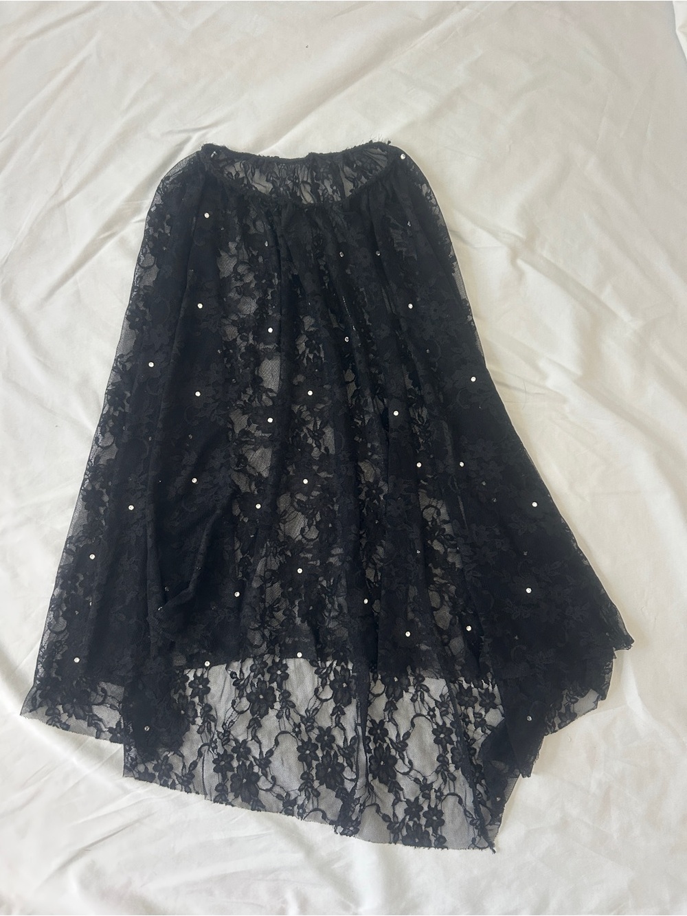 Vintage Fairycore Floral Mesh High Low Skirt